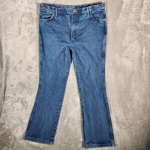 Wrangler Jeans Mens‎ 40X32 Blue Boot Cut Cowboy Pants HOLE IN POCKET